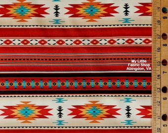 Cotton Fabric: Tucson Blanket Stripe 201 Terra Cotta by Elizabeth's Studio