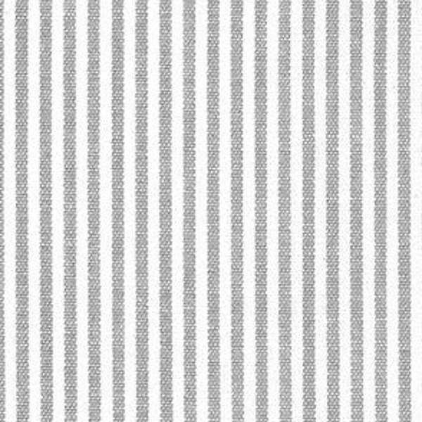 Grey and white Striped Chambray fabric 1/16 Inch Stripes