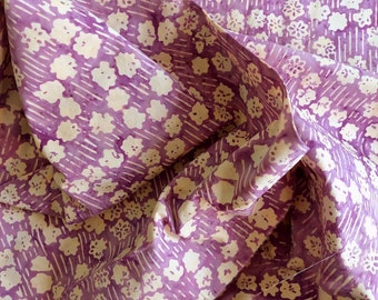 Purple and Cream Floral "Quiltessential Orchid" Batik Cotton Fabric by Anthology Fabrics