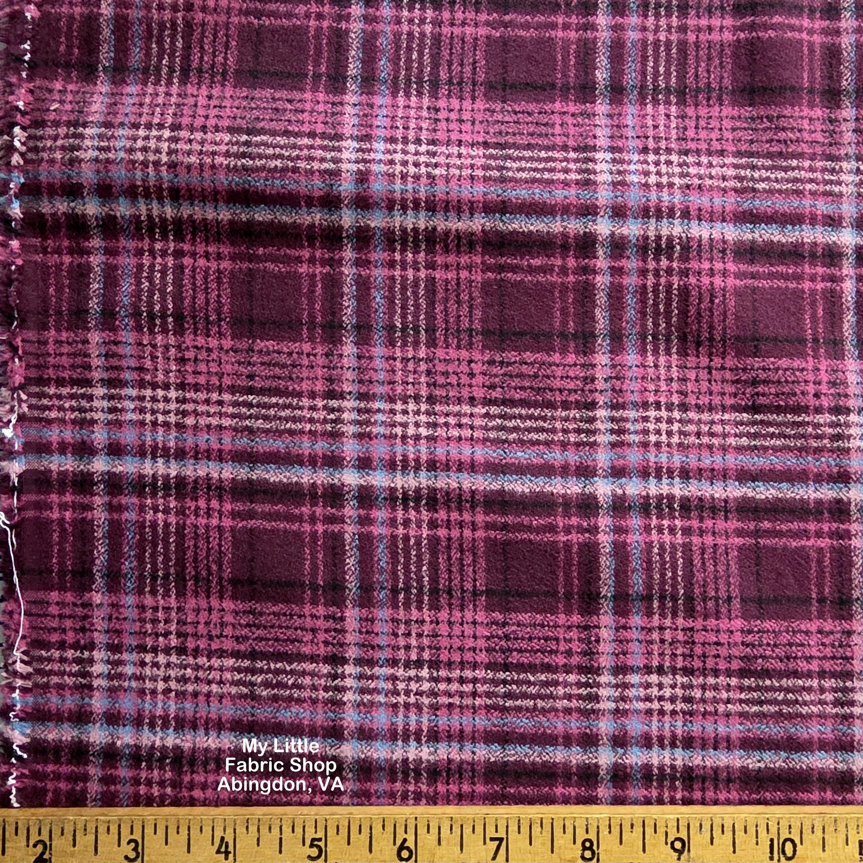 Cotton Flannel Fabric: Mammoth Organic Flannel Plaid Aubergine by