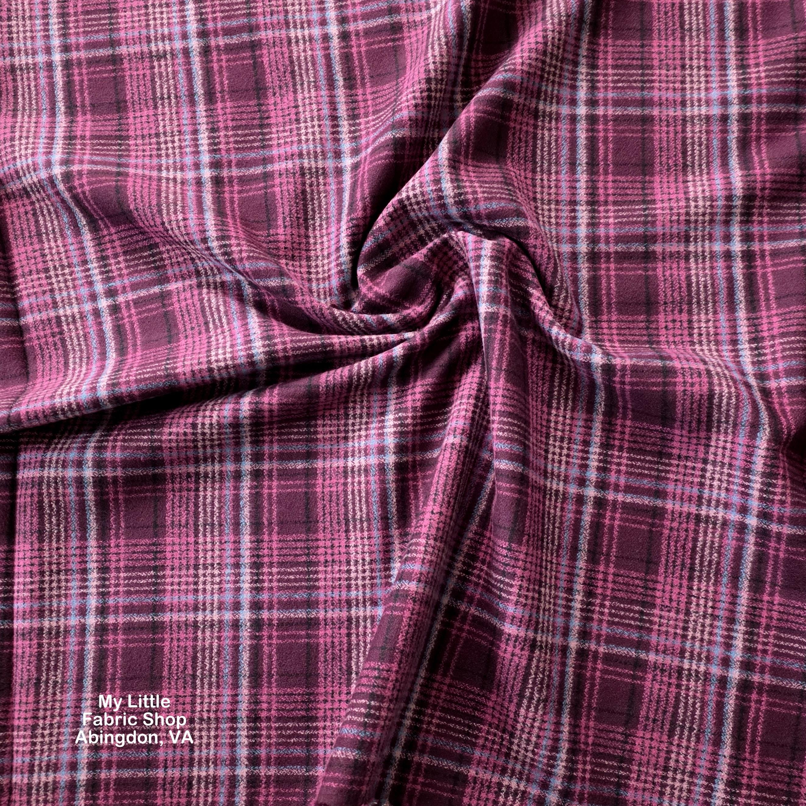 Cotton Flannel Fabric: Mammoth Organic Flannel Plaid Aubergine by