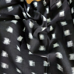 IKAT Dakota: DAK 16 Black and White Ikat Small Squares  Cotton Fabric by Textile Creations