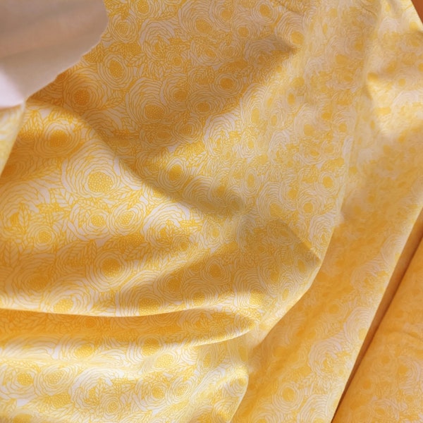 Yellow Floral "Primrose Field Light" Sage K-24454 Cotton Spandex Knit Fabric by Art Gallery Fabrics