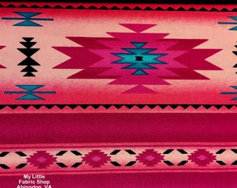 Elizabeth&#39;s Studio Tucson Stripe: 201 Dark Pink Cotton Fabric