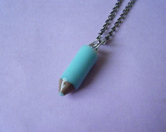 ♥♥♥♥ ♥ ♥ turquoise blue colored pencil pendant