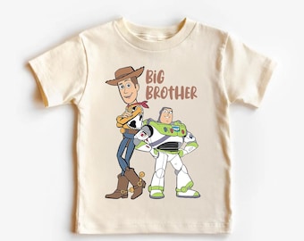 Camiseta a juego de los hermanos de Toy Story, conjunto de camisetas de Big Little Brother de Disney, sudadera familiar de Woody y Buzz Lightyear, bonito regalo para hermanos de Toy Story.