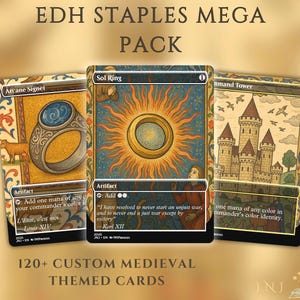 EDH Proxy Staples Set – Medieval Themed Full Art Cards – Commander Lands, Ramp, Tutors, Draw, Removal and More!