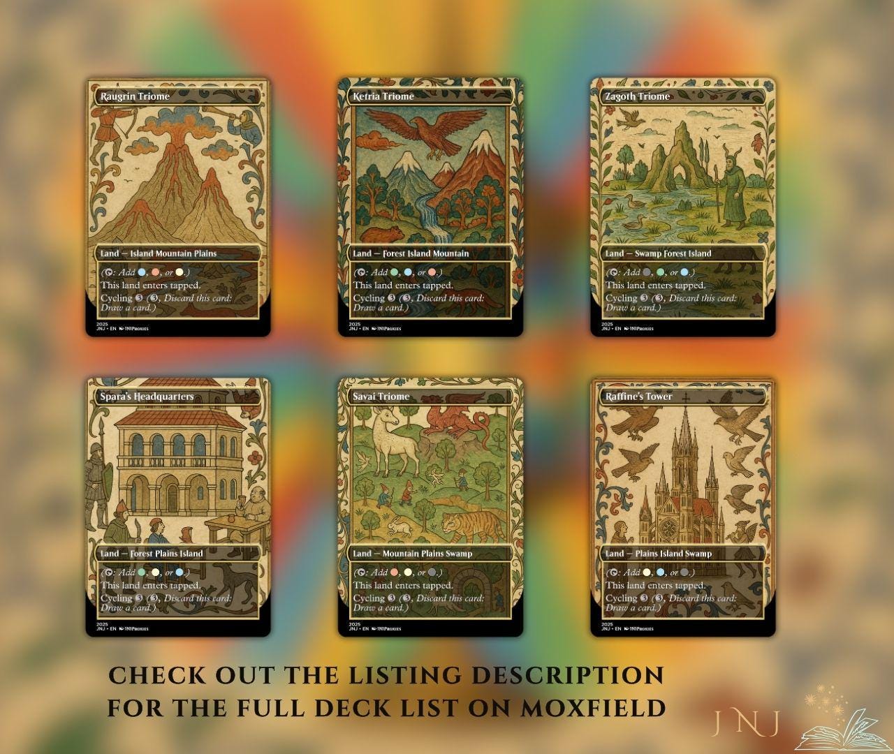 EDH Proxy Staples Set – Medieval Themed Full Art Cards – Commander