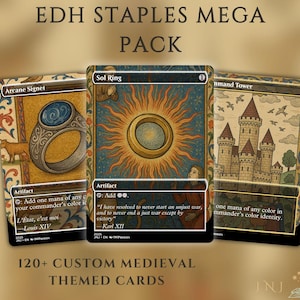 Conjunto de itens básicos de proxy EDH – Cartas com arte completa e temática medieval – Terrenos de comandante, rampa, tutores, saque, remoção e muito mais!