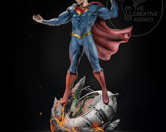 Estatua STL de Flying Hero a escala 1/6 / Base del planeta agrietado (descarga digital)