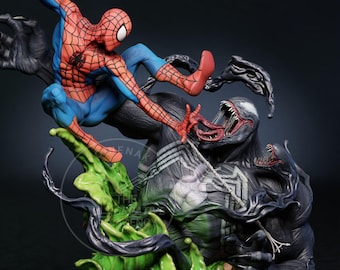 Spider-Man vs. Venom Diorama 1/6 Scale STL | Battle Statue 3D Print File