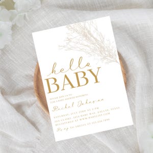 Gender Neutral Baby Shower Invite, Boho Pampas Design, Editable Template, Instant Download, Boho Invitation, Pampas Neutral Boho Baby