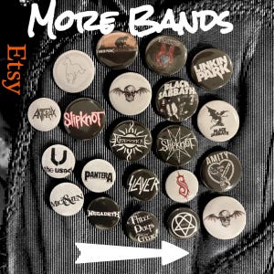 Heavy Metal & Rock Band Pinback Buttons, Band Pins, Music Pins.