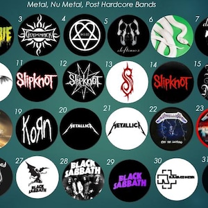 Metal Band Pinback Buttons, Heavy Metal, Metalcore, Hardcore, Rock, Thrash Metal pinback badges, Free Shipping orders 35 dollars and up image 3