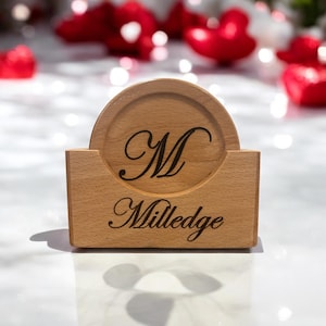 Laser Engraved Drink Coasters, Custom name & Picasso art collection Holder Included!