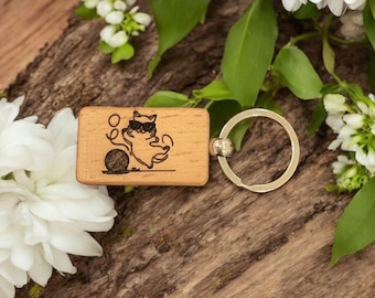 Handcrafted Wooden Keychains with Custom Engravings - Personalized Gifts