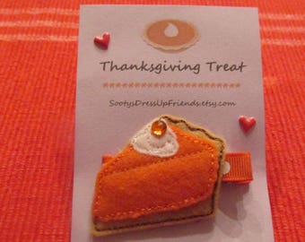 PUMPKIN PIE Felt Hair Clip- A Thanksgiing Treat