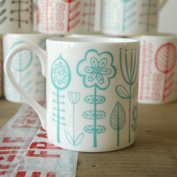 bloomsbury - bone china mug in soft turquoise - ONLY ONE LEFT