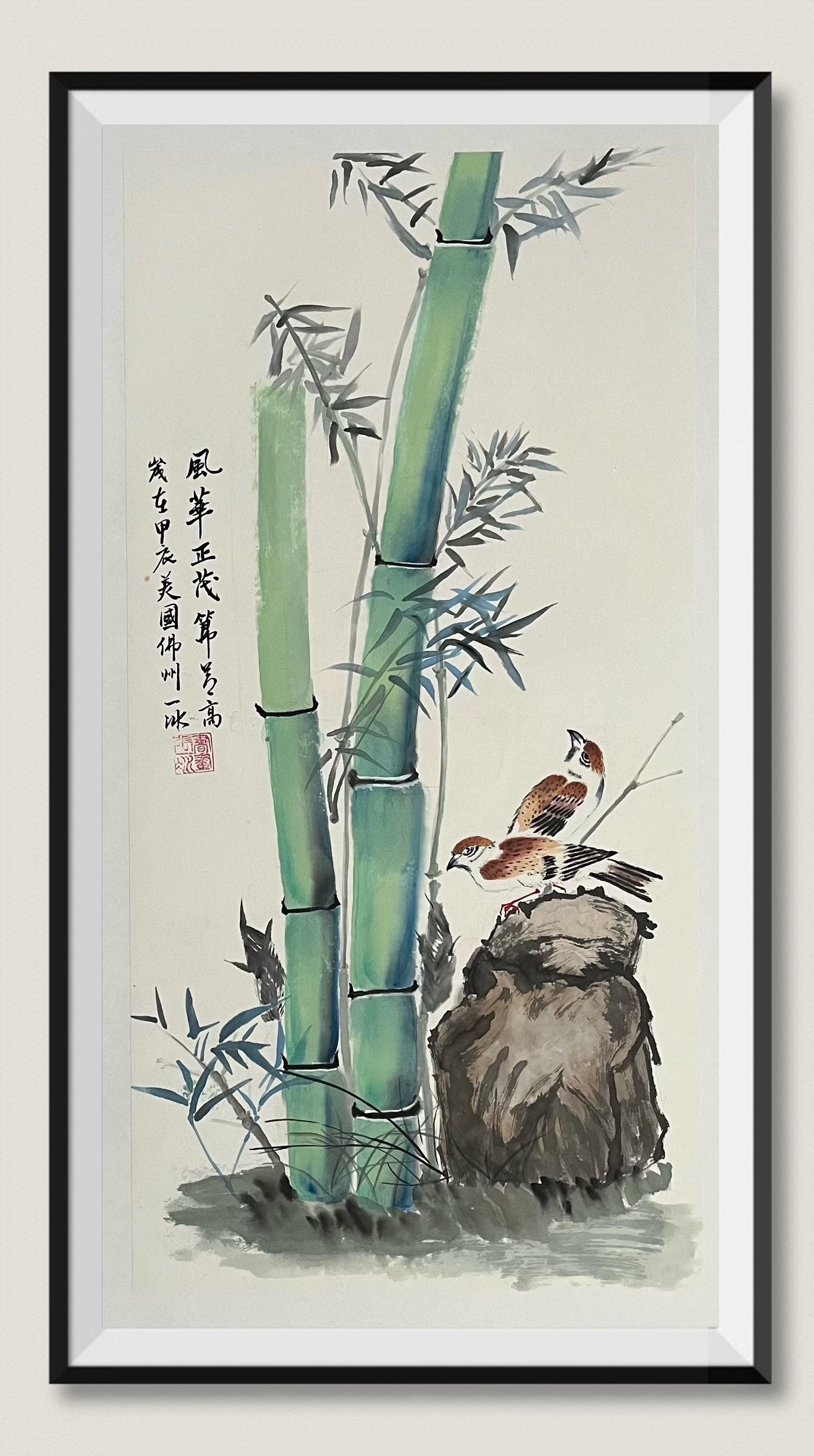 Bambus Spatzen Tuschemalerei, chinesische Natur Wandkunst, minimalistisches  Wohndekor - Etsy sterreich