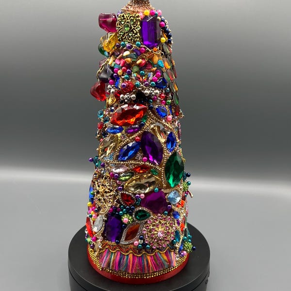 Jeweled Christmas Tree Multi-Colored, Crystal, Silver, Gold