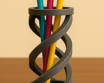 Personalized DNA Pen Holder, 3D Printed Double-Helix Desk Organizer, Custom Name Office Gift, Scientist Teacher Present, Geeky Lab Decor