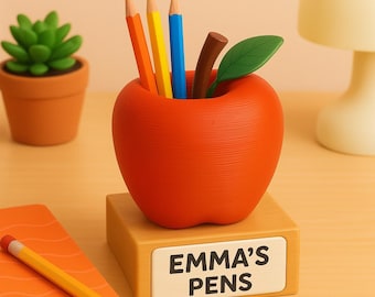 Personalized Apple Shaped Pen Holder  Custom Teacher Gift, Back to School Desk Organizer for Classroom, Student Gift, back to school, unique