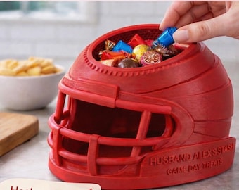 Snoephelm Gepersonaliseerde voetbalsnackschaal Helm Snoepschaal, aangepaste naam Speldagtraktaties, voetbaldecor