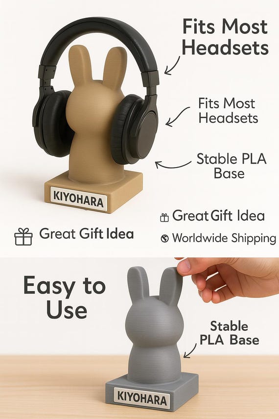 Personalized Bunny Headphone Stand – Cute Rabbit Headset Holder