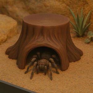 3D Printed Tree Stump Spider Hide – Realistic Reptile | Tarantula Shelter –  Perfect for Desert Terrariums & Gifting | Lizard Tree trunk