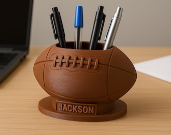 Custom American Football Pen Holder – 3D-Printed Desk Organizer, Personalized Coach Gift, Sports Office Décor, Name Engraved Cup
