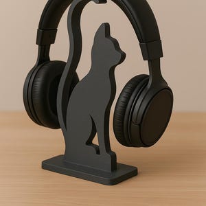 3D Printed Cat Headphone Stand – Unique Gift for Cat Lovers, Gamer Desk Decor, Whimsical Organizer for Him or Her