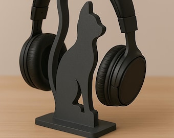 3D Printed Cat Headphone Stand – Unique Gift for Cat Lovers, Gamer Desk Decor, Whimsical Organizer for Him or Her