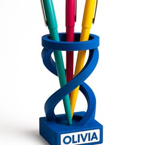 Personalized DNA Pen Holder| 3D Printed Double-Helix Desk Organizer| Custom Name Office Gift| Scientist Teacher Present| Geeky Lab Decor