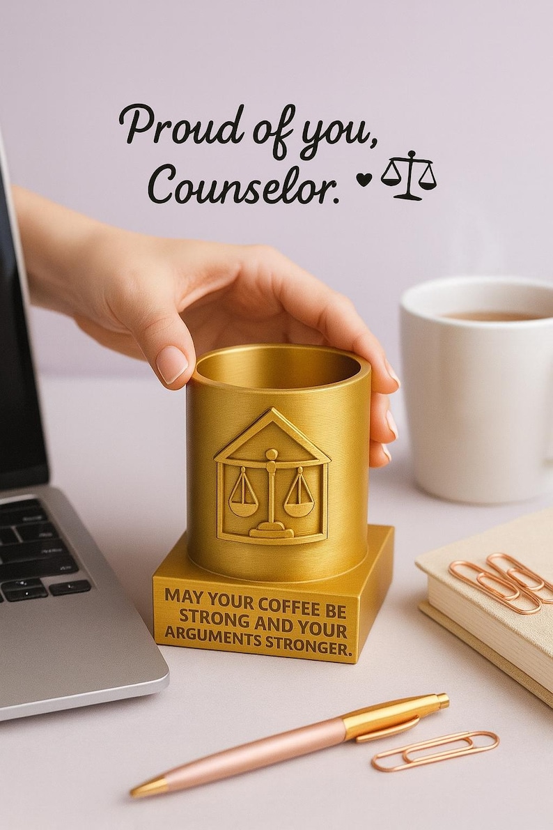 Lawyer Pen Holder & Desk Organizer – Scales of Justice Trophy With ...