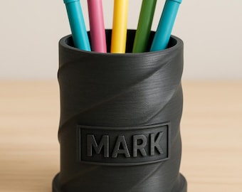 Portapenne a spirale personalizzato – Organizer da scrivania con nome stampato in 3D – Linee a strati visibili, regalo per lui, lei, insegnante, capo, collega