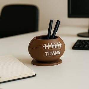 Personalized Football Pen Holder, 3D Printed NFL Team Colors Desk Organizer, Custom Name Football Fan Gift