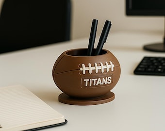 Personalized Football Pen Holder, 3D Printed NFL Team Colors Desk Organizer, Custom Name Football Fan Gift