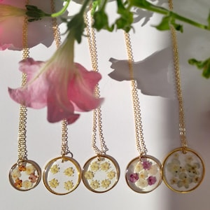 Handmade Real Pressed Flower Necklace, Dried Flower Resin Jewelry, Botanical Necklace, Unique One of a Kind Gift for Her, Personalized Gift