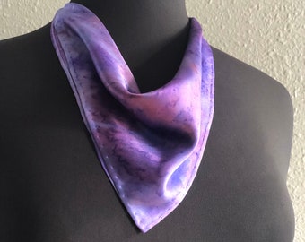 Hand Painted Silk Mini-Scarflette, Fiber Art Jewelry, Headband, Bracelet, Festival Accessory, Hand Made in USA, Blue and Purple, Silk Mask