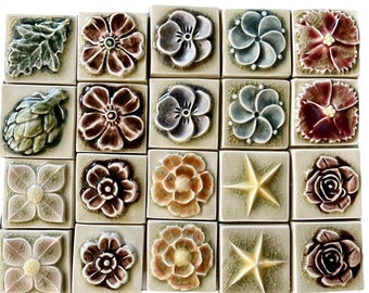 Handmade Botanical Theme Refrigerator Magnets - Vitreous Glazed Porcelain Tile w/strong magnet - Kitchen Decor - Gift for Any Occasion