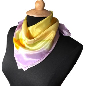 California Poppy Small Square Scarf, 20 square bandanna, purple, lavender, goldenrod, Womens fashion accessory, gift image 2