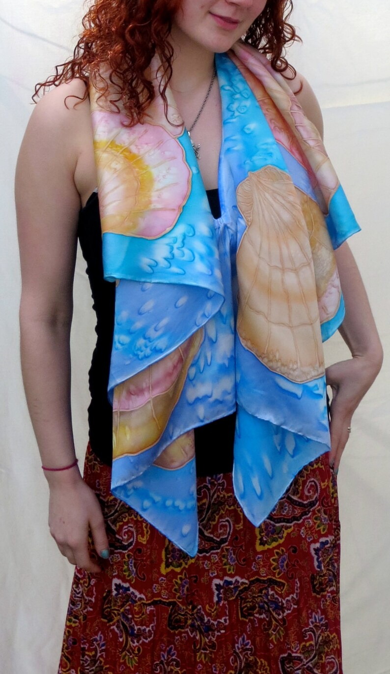 Seaside Collection Hand Painted Silk Crepe Poncho image 1