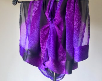 Ultra Violet Luxury Hand Painted Silk Ruana, Silk Wrap, Kimono, Shawl, Gift w/ Purchase