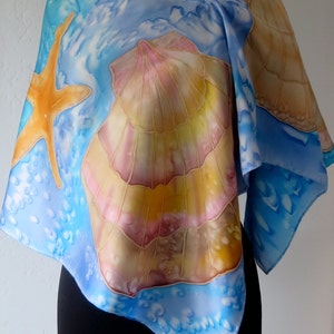 Seaside Collection Hand Painted Silk Crepe Poncho image 4