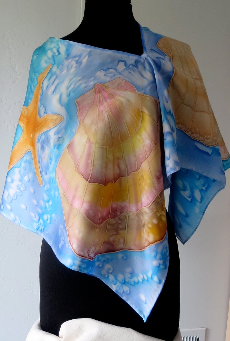 Seaside Collection Hand Painted Silk Crepe Poncho image 4