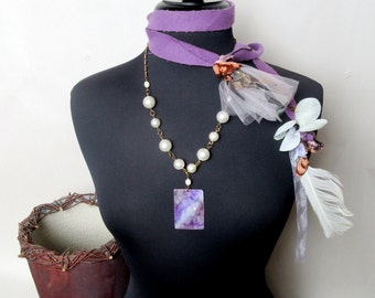 Misty Orchid Feather Lariat