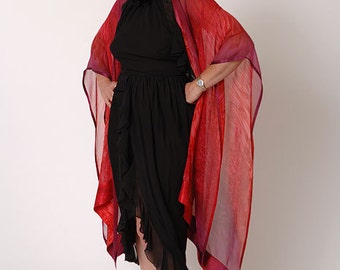 Deep Fire Hand Painted Silk Ruana, Sexy Silk Kimono, Travel Fashion Accessory, Wedding Attire, Mother of the Bride Groom