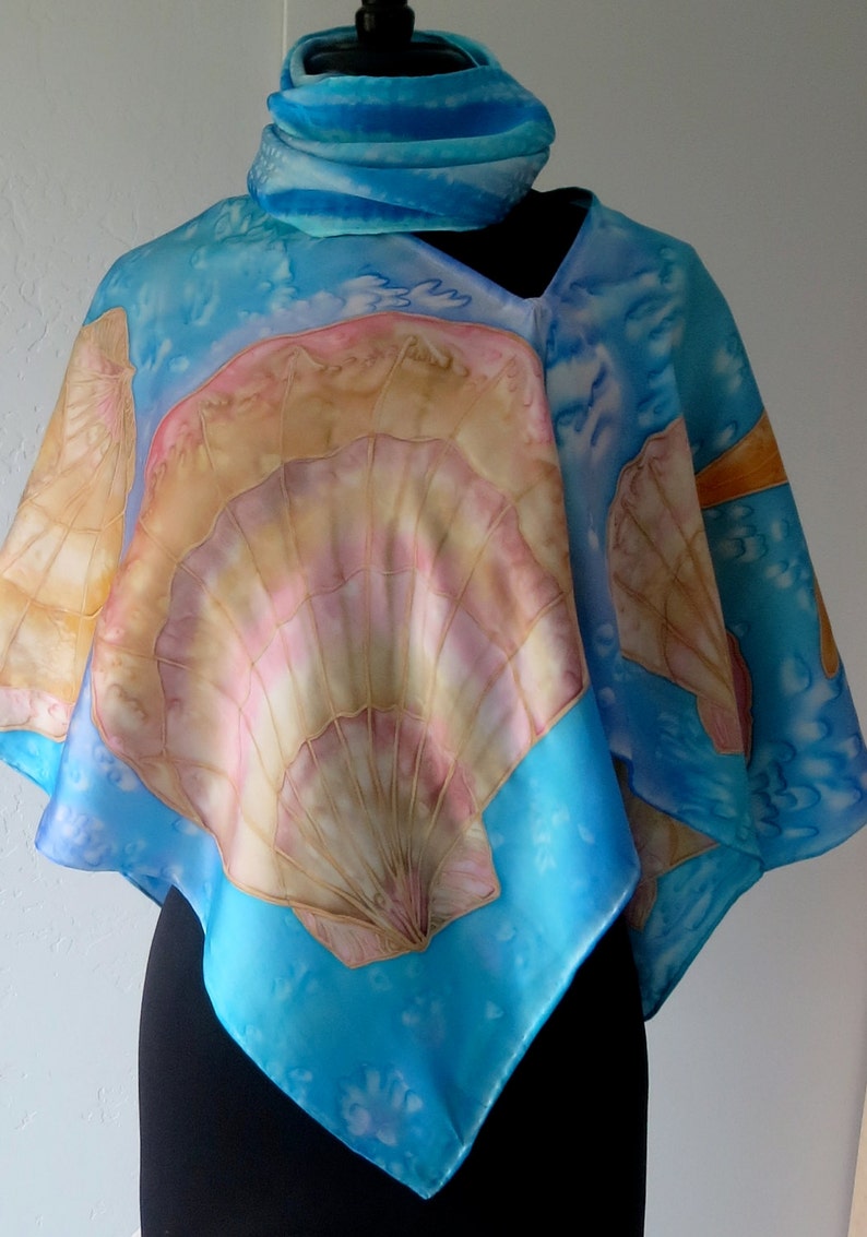 Seaside Collection Hand Painted Silk Crepe Poncho image 3