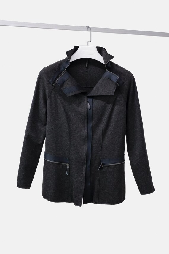 BloggerArmoire Annette Gortz Charcoal Pin Zip Jacket