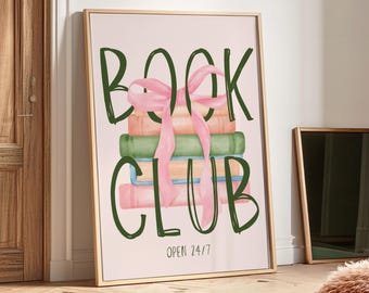 Klub Książki Wydruk Książki Dekoracja Półki Prezenty Miłośników Książek Sztuka Ścienna Książek Dekoracja Biblioteki Sztuka Książek Towary Książkowe Miłośnicy Książek Prezenty Książkowe Prezenty Czytelnika